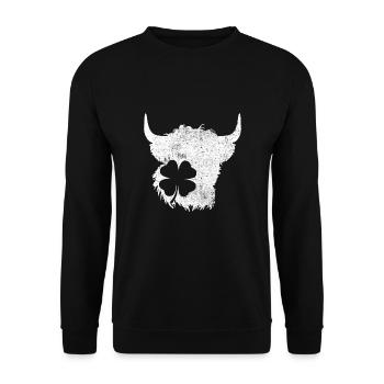 Shamrock Highland Cow - Unisex Sweatshirt - black - Front - Alina (178cm) & Michal (187cm)