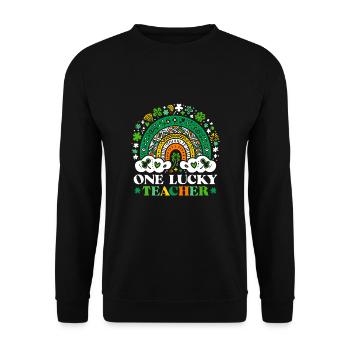One Lucky Teacher - Unisex Pullover - Schwarz - Vorne - Alina (178cm) & Michal (187cm)