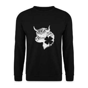 Shamrock Scottish Highland Cattle - Unisex Sweatshirt - black - Front - Alina (178cm) & Michal (187cm)