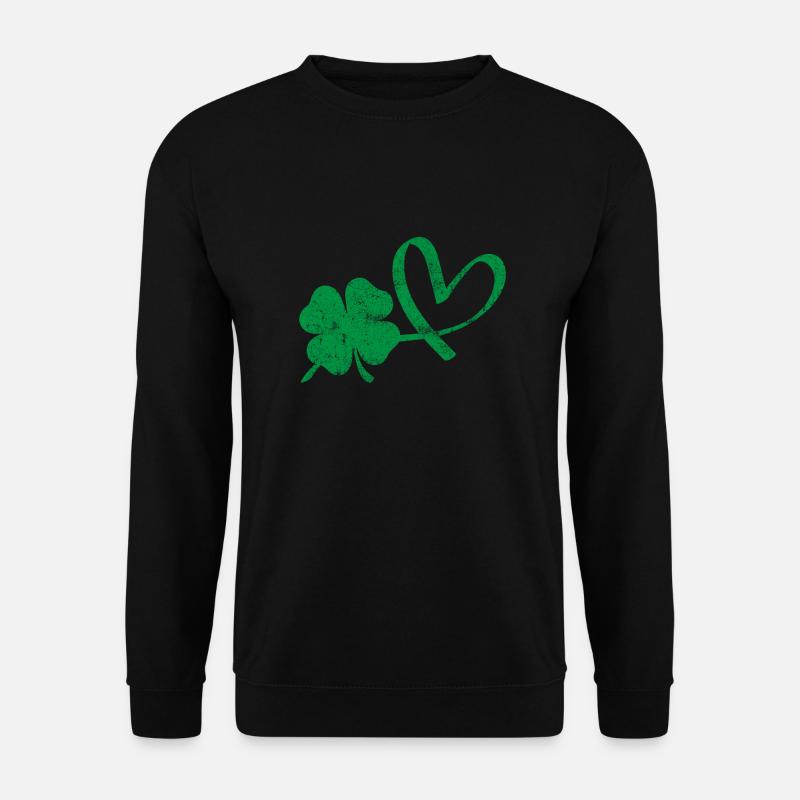 Irisches Kleeblatt Grünes Herz - Unisex Pullover - Schwarz