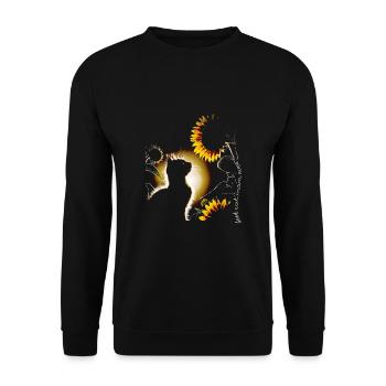 Chat tournesol - Sweat-shirt Unisexe - noir - Devant - Alina (178cm) & Michal (187cm)