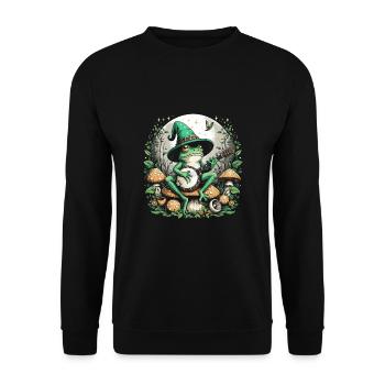 Cottagecore Aesthetic Frog - Unisex Sweatshirt - black - Front - Alina (178cm) & Michal (187cm)