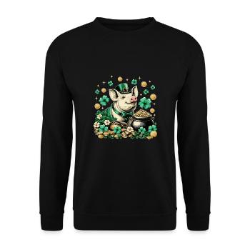 Sweet Lucky Pig New Year's Eve New Year - Unisex Sweatshirt - black - Front - Alina (178cm) & Michal (187cm)