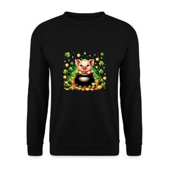 Cochon porte-bonheur - Sweat-shirt Unisexe - noir - Devant - Alina (178cm) & Michal (187cm)