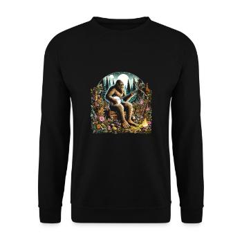 Bigfoot mit Gitarre - Unisex Pullover - Schwarz - Vorne - Alina (178cm) & Michal (187cm)