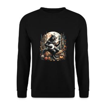 Werwolf mit Gitarre - Unisex Pullover - Schwarz - Vorne - Alina (178cm) & Michal (187cm)