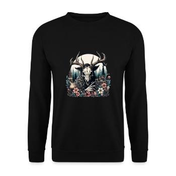 Floral Cryptid Wendigo - Unisex Pullover - Schwarz - Vorne - Alina (178cm) & Michal (187cm)