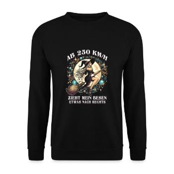 À partir de 250km/h mon balai tire un peu vers la droite - Sweat-shirt Unisexe - noir - Devant - Alina (178cm) & Michal (187cm)