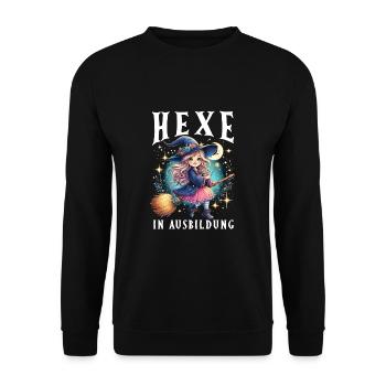 Hexe in Ausbildung - Unisex Pullover - Schwarz - Vorne - Alina (178cm) & Michal (187cm)