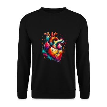 Colorful Anatomical Heart Medical Art - Unisex Sweatshirt - black - Front - Alina (178cm) & Michal (187cm)