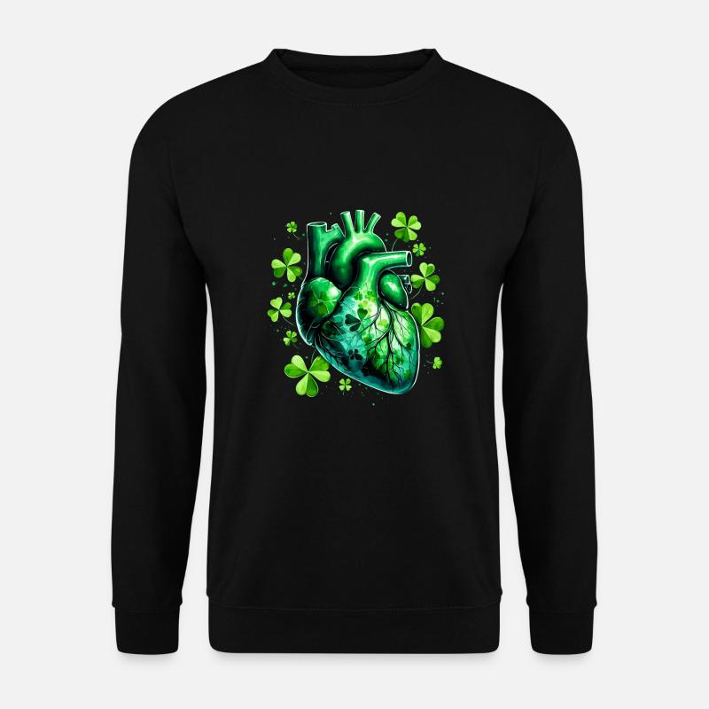 Anatomical heart with shamrocks - Unisex Sweatshirt - black