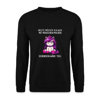 Heute möchte ich was mit Menschen machen - Unisex Pullover - Schwarz - Vorne - Alina (178cm) & Michal (187cm)