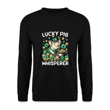 Chuchoteur de cochon chanceux - Sweat-shirt Unisexe - noir - Devant - Alina (178cm) & Michal (187cm)