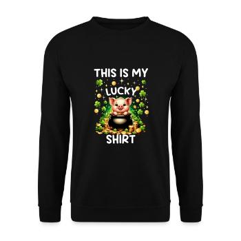This Is My Lucky Shirt - Unisex Sweatshirt - black - Front - Alina (178cm) & Michal (187cm)