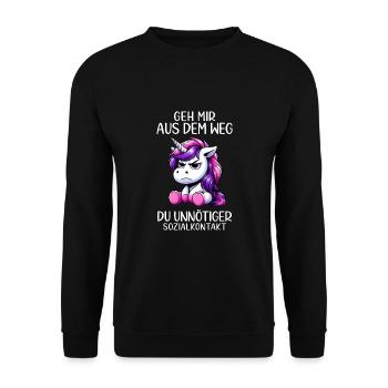 Get out of my way, you unnecessary social contact - Unisex Sweatshirt - black - Front - Alina (178cm) & Michal (187cm)