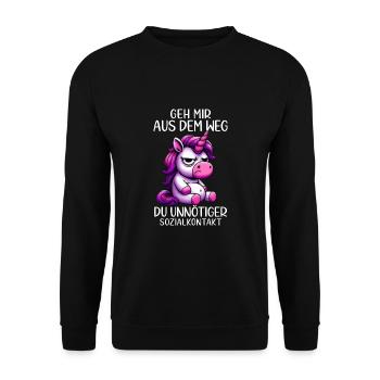 Get out of my way, you unnecessary social contact - Unisex Sweatshirt - black - Front - Alina (178cm) & Michal (187cm)
