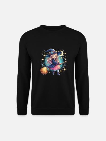 Süße Hexe Zauberstab Hexenbesen - Unisex Pullover - Schwarz