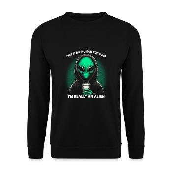 This Is My Human Costume I'm Really An Alien - Unisex Sweatshirt - black - Front - Alina (178cm) & Michal (187cm)