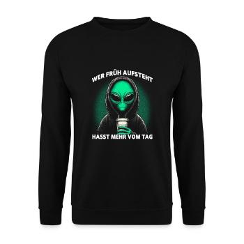 Ceux qui se lèvent tôt détestent Plus de la journée - Sweat-shirt Unisexe - noir - Devant - Alina (178cm) & Michal (187cm)