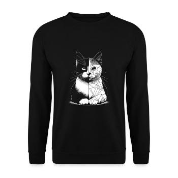 Geometrische polygonale Katze - Unisex Pullover - Schwarz - Vorne - Alina (178cm) & Michal (187cm)