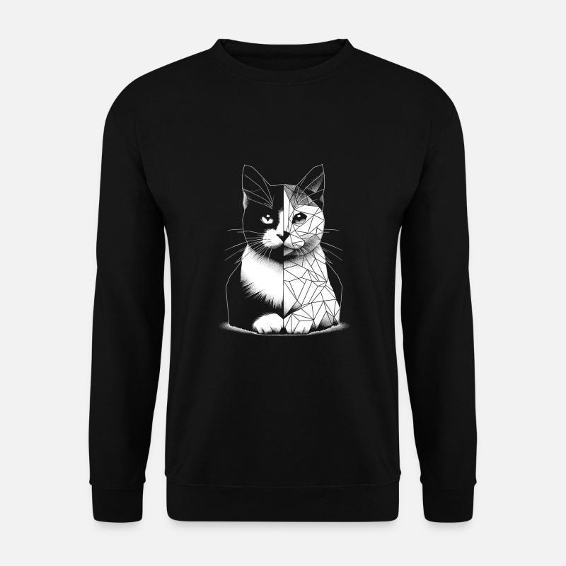 Geometric polygonal cat - Unisex Sweatshirt - black