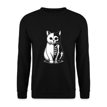 Cat Skeleton Halloween - Unisex Sweatshirt - black - Front - Alina (178cm) & Michal (187cm)