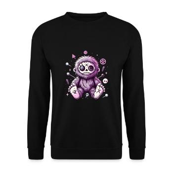 Kawaii Pastel Goth Bigfoot - Unisex Pullover - Schwarz - Vorne - Alina (178cm) & Michal (187cm)
