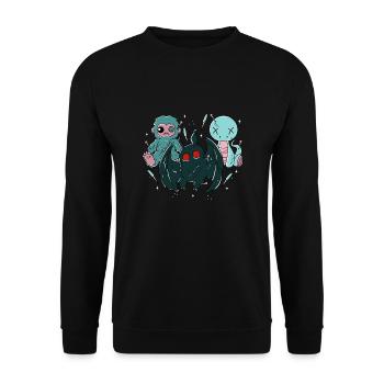 Kawaii Pastel Goth Cryptids - Unisex Pullover - Schwarz - Vorne - Alina (178cm) & Michal (187cm)
