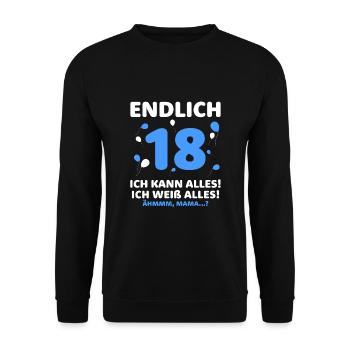 Enfin 18 je peux tout faire, je sais tout - Sweat-shirt Unisexe - noir - Devant - Alina (178cm) & Michal (187cm)