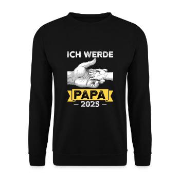 Ich werde Papa 2025 - Unisex Pullover - Schwarz - Vorne - Alina (178cm) & Michal (187cm)
