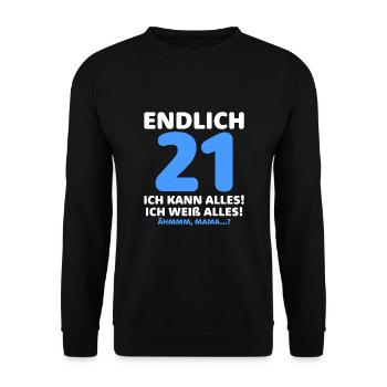 Enfin 21 Je peux tout faire, je sais tout - Sweat-shirt Unisexe - noir - Devant - Alina (178cm) & Michal (187cm)