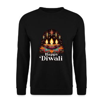 Happy Diwali - Unisex Pullover - Schwarz - Vorne - Alina (178cm) & Michal (187cm)
