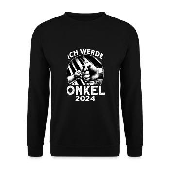 Ich werde Onkel 2024 - Unisex Pullover - Schwarz - Vorne - Alina (178cm) & Michal (187cm)