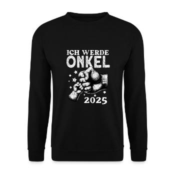 Ich werde Onkel 2025 - Unisex Pullover - Schwarz - Vorne - Alina (178cm) & Michal (187cm)