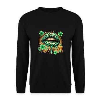 Irish Lips St Patricks Day - Unisex Pullover - Schwarz - Vorne - Alina (178cm) & Michal (187cm)
