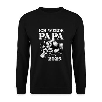 Ich werde Papa 2025 - Unisex Pullover - Schwarz - Vorne - Alina (178cm) & Michal (187cm)