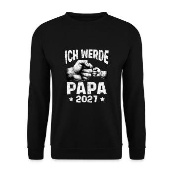 Ich werde Papa 2027 - Unisex Pullover - Schwarz - Vorne - Alina (178cm) & Michal (187cm)