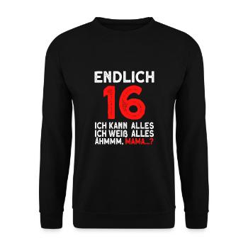 Finally 16 I can do everything I know everything - Unisex Sweatshirt - black - Front - Alina (178cm) & Michal (187cm)