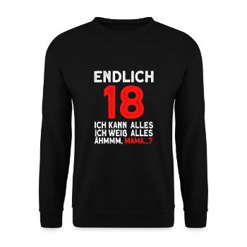 Finally 18 I can do everything, I know everything - Unisex Sweatshirt - black - Front - Alina (178cm) & Michal (187cm)