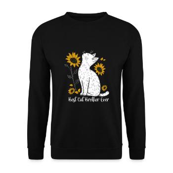 Best Cat Brother Ever - Unisex Pullover - Schwarz - Vorne - Alina (178cm) & Michal (187cm)