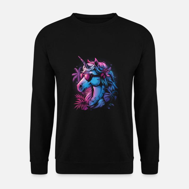 Retro Einhorn Vaporwave - Unisex Pullover - Schwarz