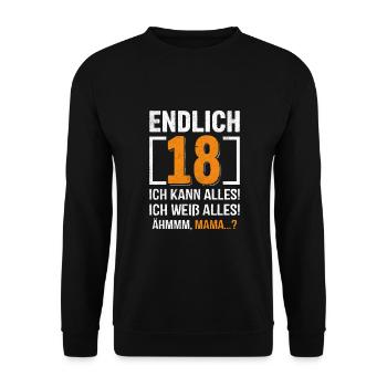 Finally 18 I can do everything, I know everything - Unisex Sweatshirt - black - Front - Alina (178cm) & Michal (187cm)