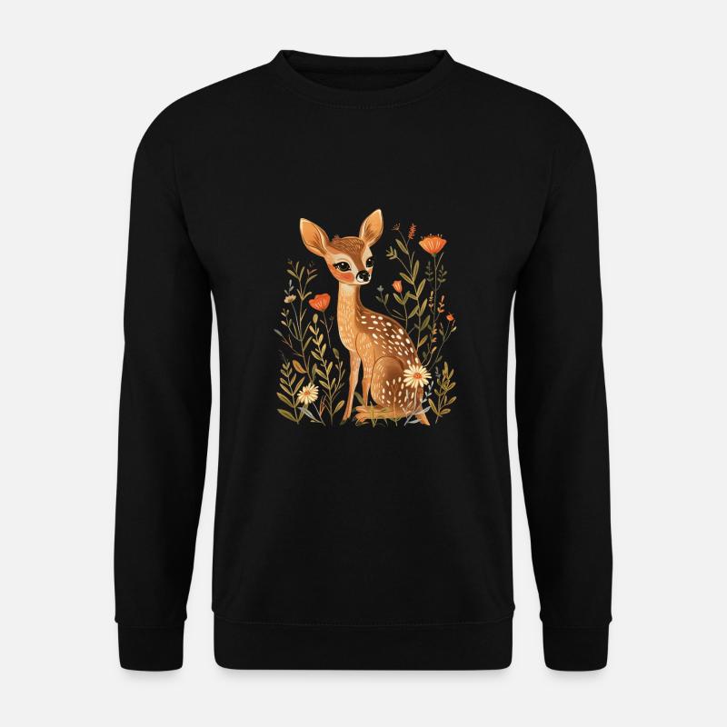 Blumen Reh - Unisex Pullover - Schwarz