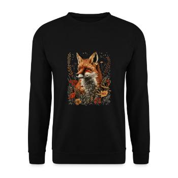 Nature Floral Fox - Unisex Sweatshirt - black - Front - Alina (178cm) & Michal (187cm)