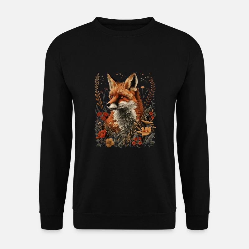 Natur Floral Fuchs - Unisex Pullover - Schwarz
