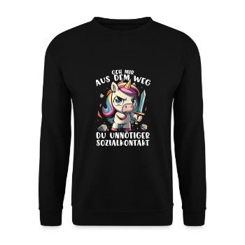 Écarte-toi de mon chemin, contact social inutile - Sweat-shirt Unisexe - noir - Devant - Alina (178cm) & Michal (187cm)
