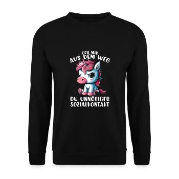 Get out of my way, you unnecessary social contact - Unisex Sweatshirt - black - Front - Alina (178cm) & Michal (187cm)