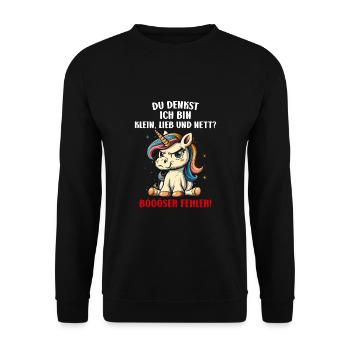 You think I'm small, sweet and nice, bad mistake - Unisex Sweatshirt - black - Front - Alina (178cm) & Michal (187cm)