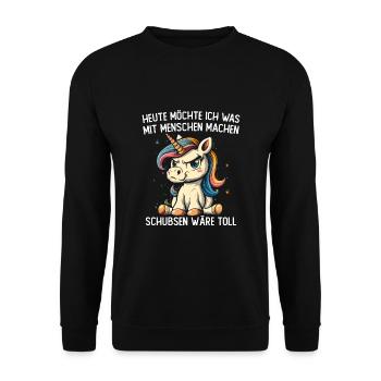 Pousser serait une excellente licorne - Sweat-shirt Unisexe - noir - Devant - Alina (178cm) & Michal (187cm)