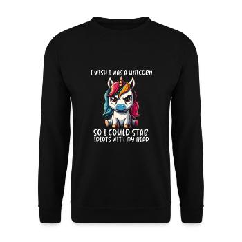 J’aimerais être une licorne pour pouvoir poignarder des idiots - Sweat-shirt Unisexe - noir - Devant - Alina (178cm) & Michal (187cm)